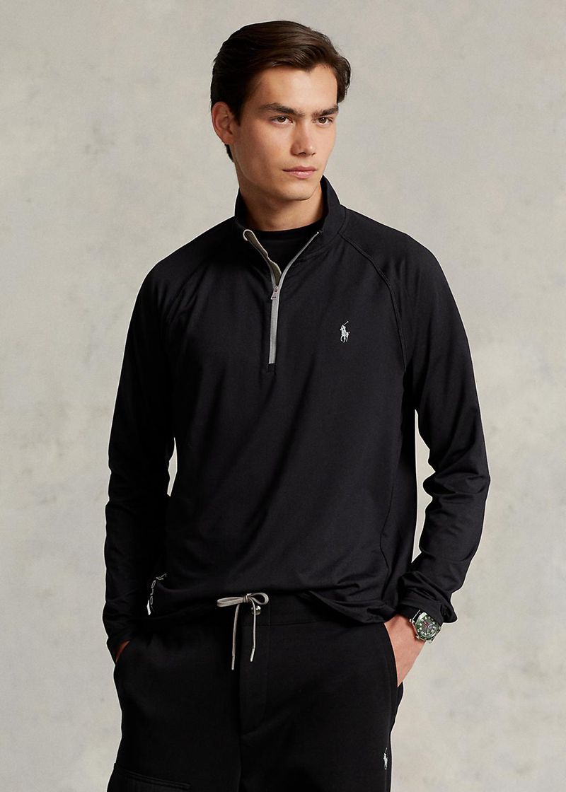 ポロ ラルフ ローレン トレーナー メンズ 黒 Performance ジャージー Quarter-zip プルオーバー VIZDE0861